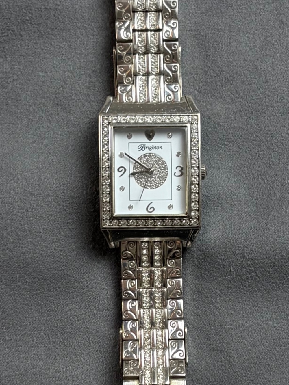 Vintage Brighton Diamond Bar Silver Crystal Watch